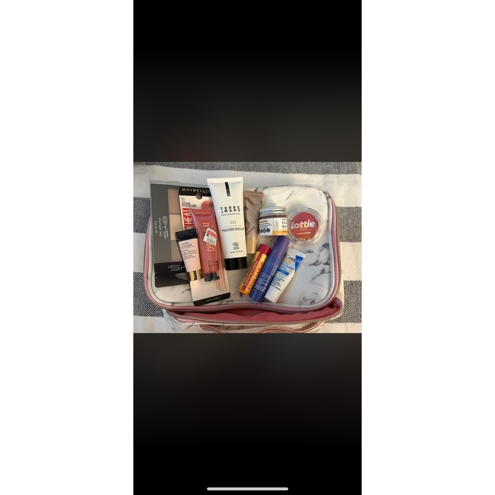 Beauty Bundle Estee Lauder Maybelline CeraVe Makeup Skincare Set with Marble Bag